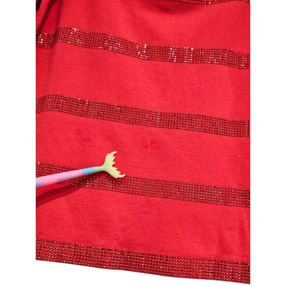 St. John Top Shirt Womens M Red T-Shirt Rhinestones Embellished Short Sleeve - Picture 12 of 16